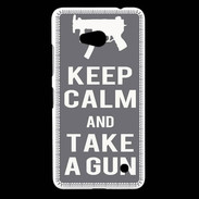 Coque Nokia Lumia 640 LTE Keep Calm Take a gun Gris