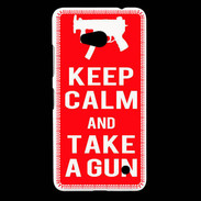 Coque Nokia Lumia 640 LTE Keep Calm Take a gun Rouge