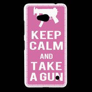 Coque Nokia Lumia 640 LTE Keep Calm Take a gun Rose