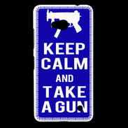 Coque Nokia Lumia 640 LTE Keep Calm Take a gun Bleu
