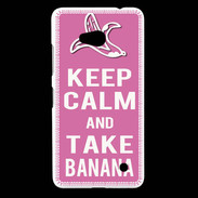 Coque Nokia Lumia 640 LTE Keep Calm Take Banana Rose