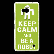 Coque Nokia Lumia 640 LTE Keep Calm Be a Robot Vert pomme