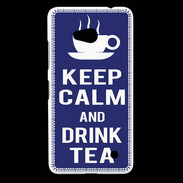 Coque Nokia Lumia 640 LTE Keep Calm Drink Tea Bleu