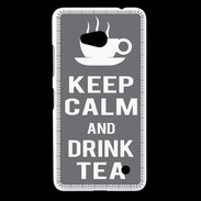 Coque Nokia Lumia 640 LTE Keep Calm Drink Tea Gris