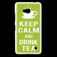 Coque Nokia Lumia 640 LTE Keep Calm Drink Tea Vert pomme
