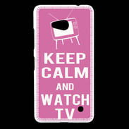 Coque Nokia Lumia 640 LTE Keep Calm Watch TV Rose