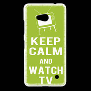 Coque Nokia Lumia 640 LTE Keep Calm Watch TV Vert pomme