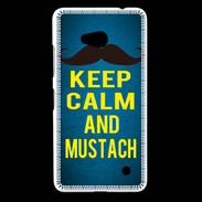 Coque Nokia Lumia 640 LTE Keep Calm and Mustach Bleu