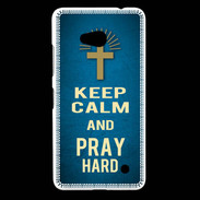 Coque Nokia Lumia 640 LTE Keep Calm and Pray Christian Bleu