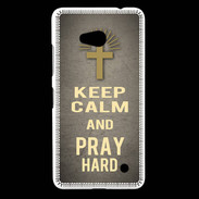 Coque Nokia Lumia 640 LTE Keep Calm and Pray Christian Gris