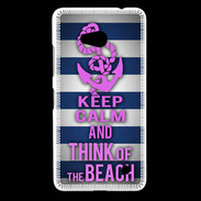 Coque Nokia Lumia 640 LTE Keep Calm and Think Beach Bleu