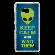 Coque Nokia Lumia 640 LTE Keep Calm and Wait Alien Bleu