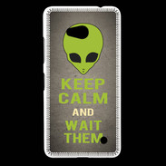 Coque Nokia Lumia 640 LTE Keep Calm and Wait Alien Gris