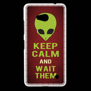 Coque Nokia Lumia 640 LTE Keep Calm and Wait Alien Rouge