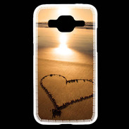 Coque Samsung Core Prime Coeur sur la plage avec couché de soleil