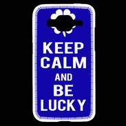 Coque Samsung Core Prime Keep Calm Be lucky Bleu