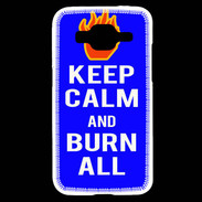 Coque Samsung Core Prime Keep Calm Burn Bleu