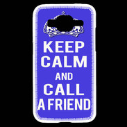 Coque Samsung Core Prime Keep Calm Call friend Bleu