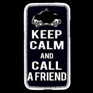 Coque Samsung Core Prime Keep Calm Call friend Noir