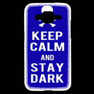 Coque Samsung Core Prime Keep Calm Stay dark Bleu