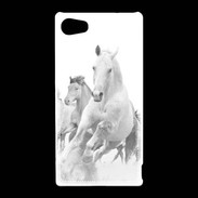 Coque Sony Xperia Z5 Compact Chevaux en noir et blanc