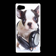 Coque Sony Xperia Z5 Compact Bulldog français avec casque de musique