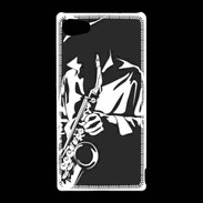 Coque Sony Xperia Z5 Compact Saxophoniste en noir et blanc