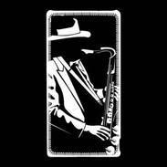 Coque Sony Xperia Z5 Compact Saxophoniste en noir et blanc 2