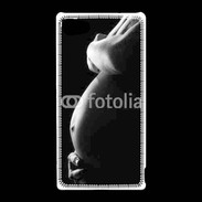 Coque Sony Xperia Z5 Compact Femme enceinte en noir et blanc