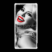Coque Sony Xperia Z5 Compact Rouge à lèvres Fashion en noir et blanc