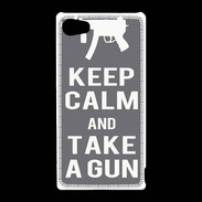 Coque Sony Xperia Z5 Compact Keep Calm Take a gun Gris