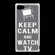 Coque Sony Xperia Z5 Compact Keep Calm Watch TV Gris