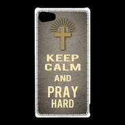 Coque Sony Xperia Z5 Compact Keep Calm and Pray Christian Gris