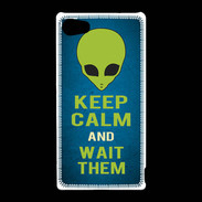 Coque Sony Xperia Z5 Compact Keep Calm and Wait Alien Bleu