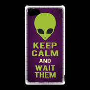 Coque Sony Xperia Z5 Compact Keep Calm and Wait Alien Violet