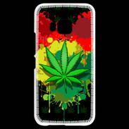 Coque HTC One M9 Feuille de cannabis et cœur Rasta
