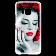 Coque HTC One M9 Vernis rouge et roses esthétisme