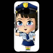 Coque HTC One M9 Cute cartoon illustration of a policewoman