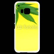 Coque HTC One M9 Feuille de cannabis sur fond jaune 2