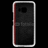 Coque HTC One M9 Effet cuir noir et rouge