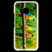 Coque HTC One M9 Trois perroquets bleu et jaune