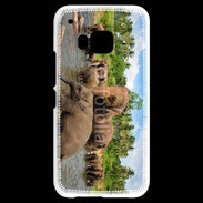Coque HTC One M9 Groupe d'éléphants à la rivière
