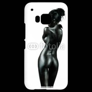 Coque HTC One M9 Femme nue body painting noir et blanc 3