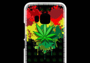 Coque HTC One M9 Feuille de cannabis et cœur Rasta