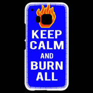 Coque HTC One M9 Keep Calm Burn Bleu