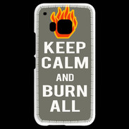 Coque HTC One M9 Keep Calm Burn Gris