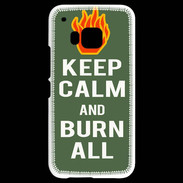 Coque HTC One M9 Keep Calm Burn Kaki