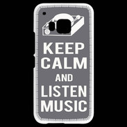 Coque HTC One M9 Keep Calm Listen music Gris