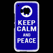 Coque HTC One M9 Keep Calm Peace Bleu