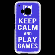 Coque HTC One M9 Keep Calm Play games Bleu